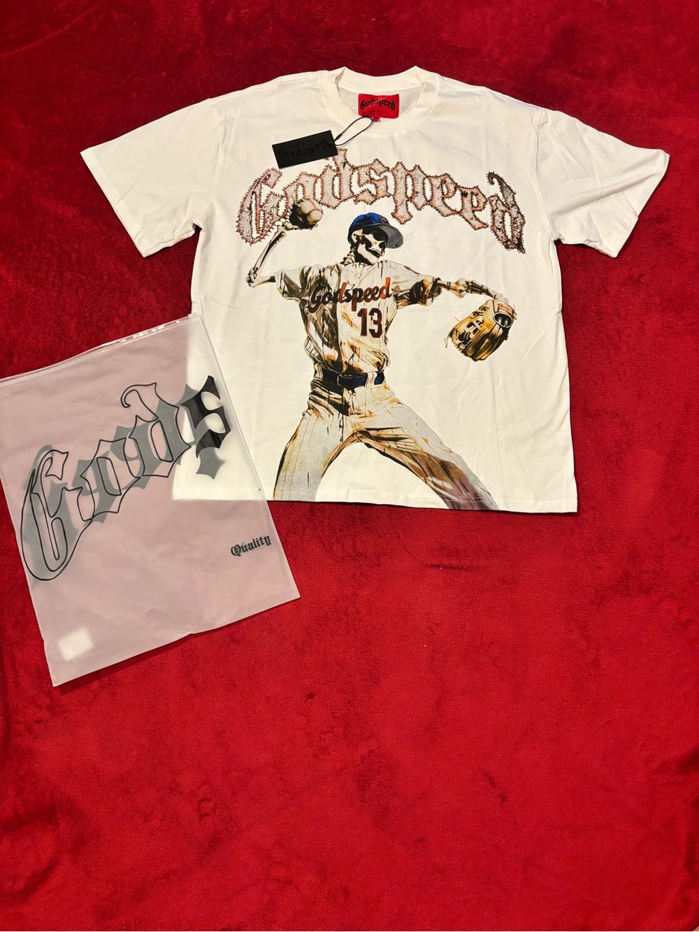 Godspeed White Graphic Baseball Tee - Adult